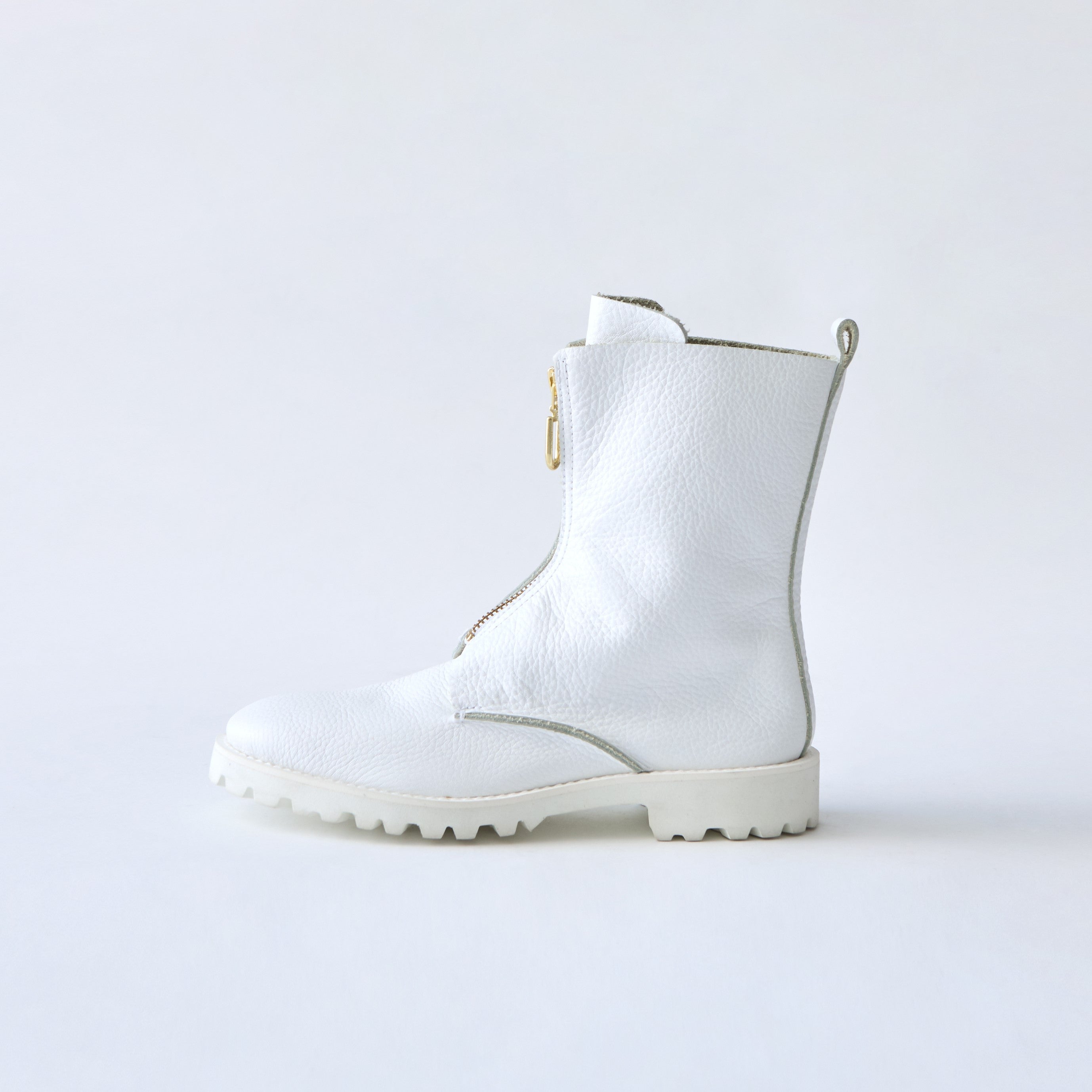 FRONT ZIP BOOTS ALL SHRINK WHITE