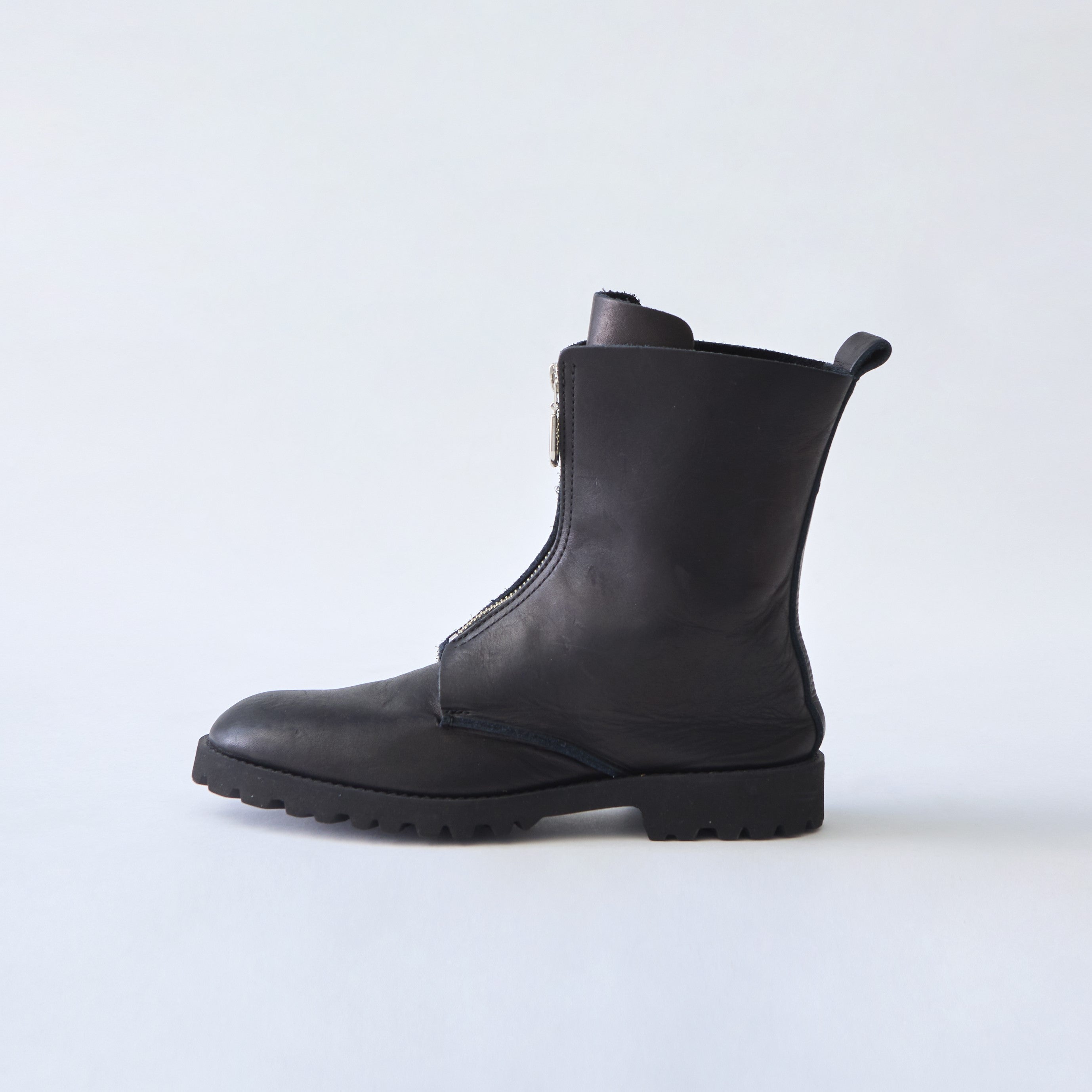 FRONT ZIP BOOTS ALL SMOOTH BLACK