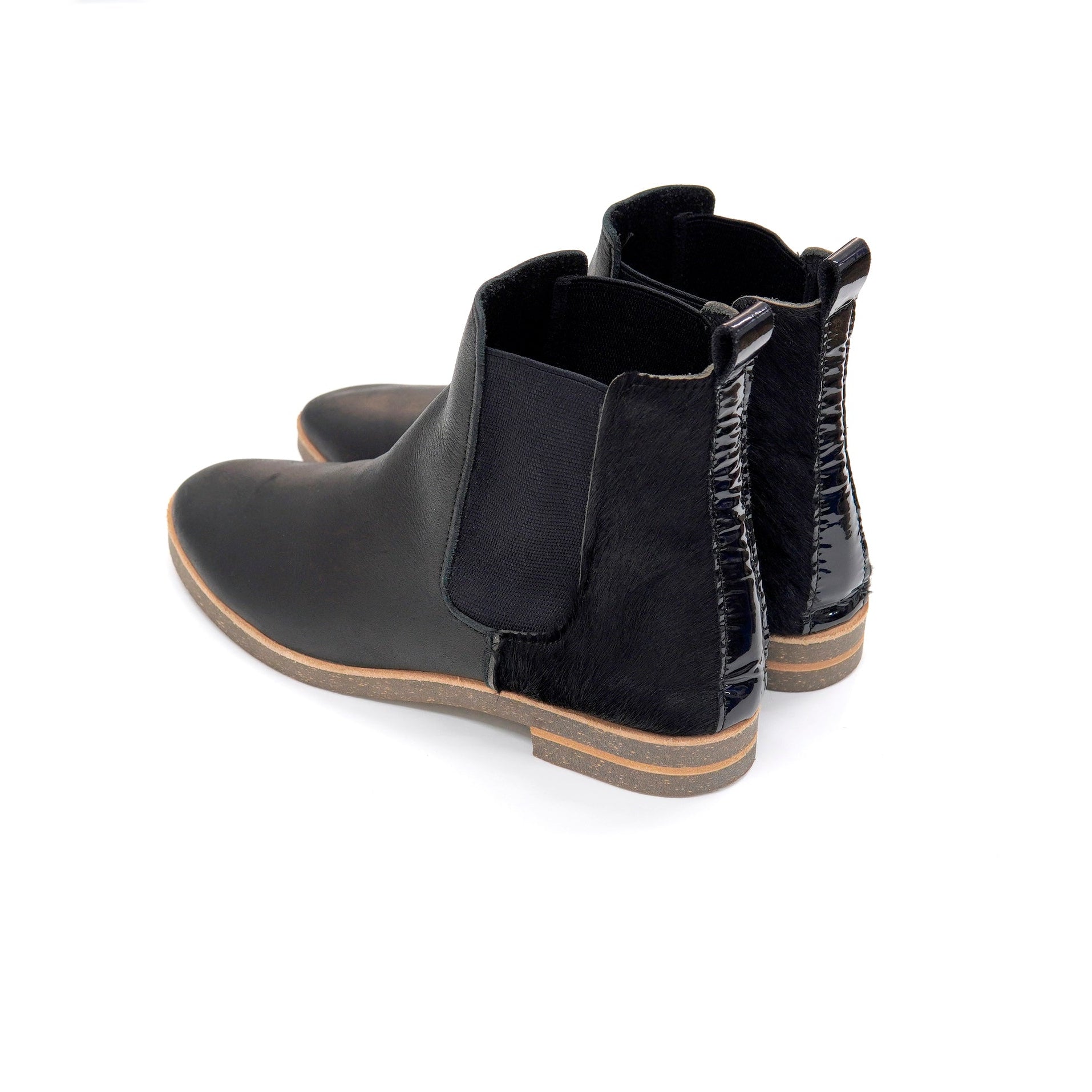 CHELSEABOOTS SMOOTH BLACK / COWHAIR BLACK/PATENT BLACK