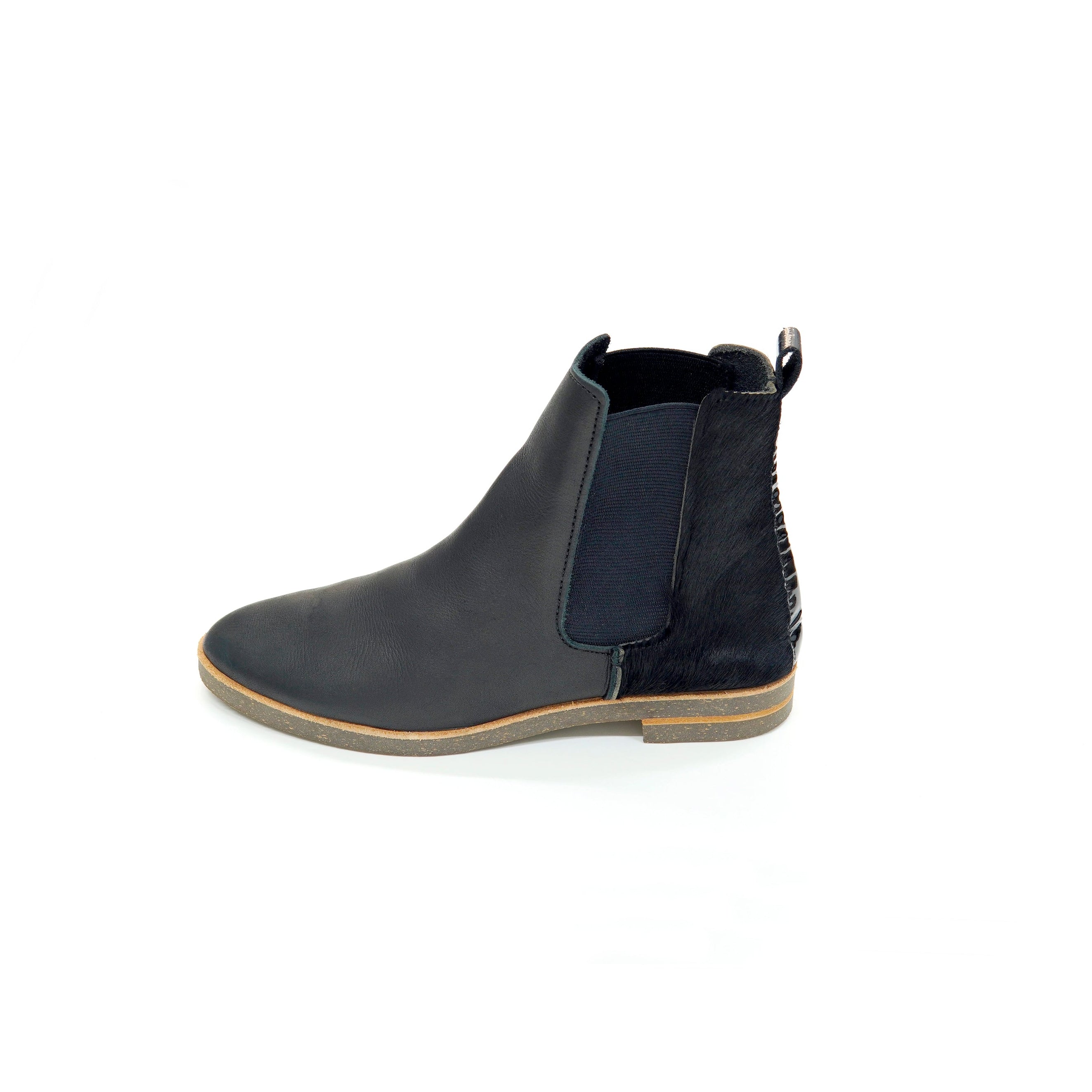 CHELSEABOOTS SMOOTH BLACK / COWHAIR BLACK/PATENT BLACK