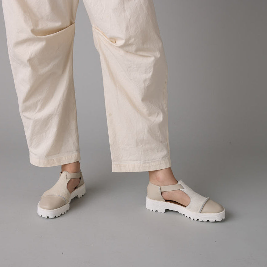 STRAP SANDALS GREIGE/COW WHITE