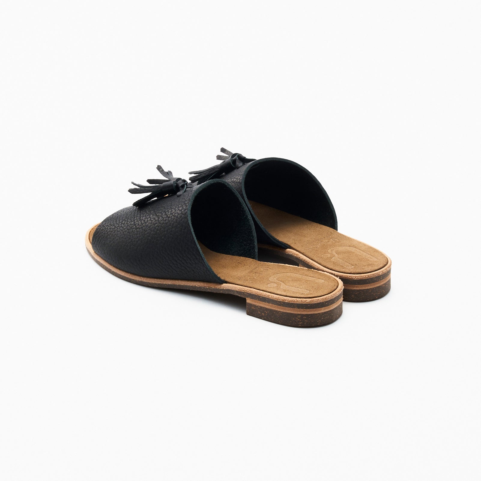 SLIDE SANDALS SHRINK BLACK TASSEL