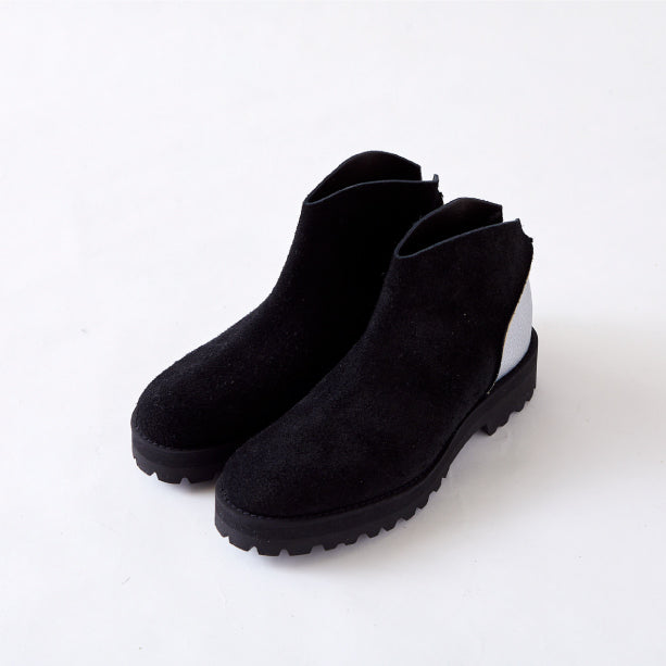 BACK ZIP BOOTS BLACK / SILVER (TANK DOUBLE SOLE)