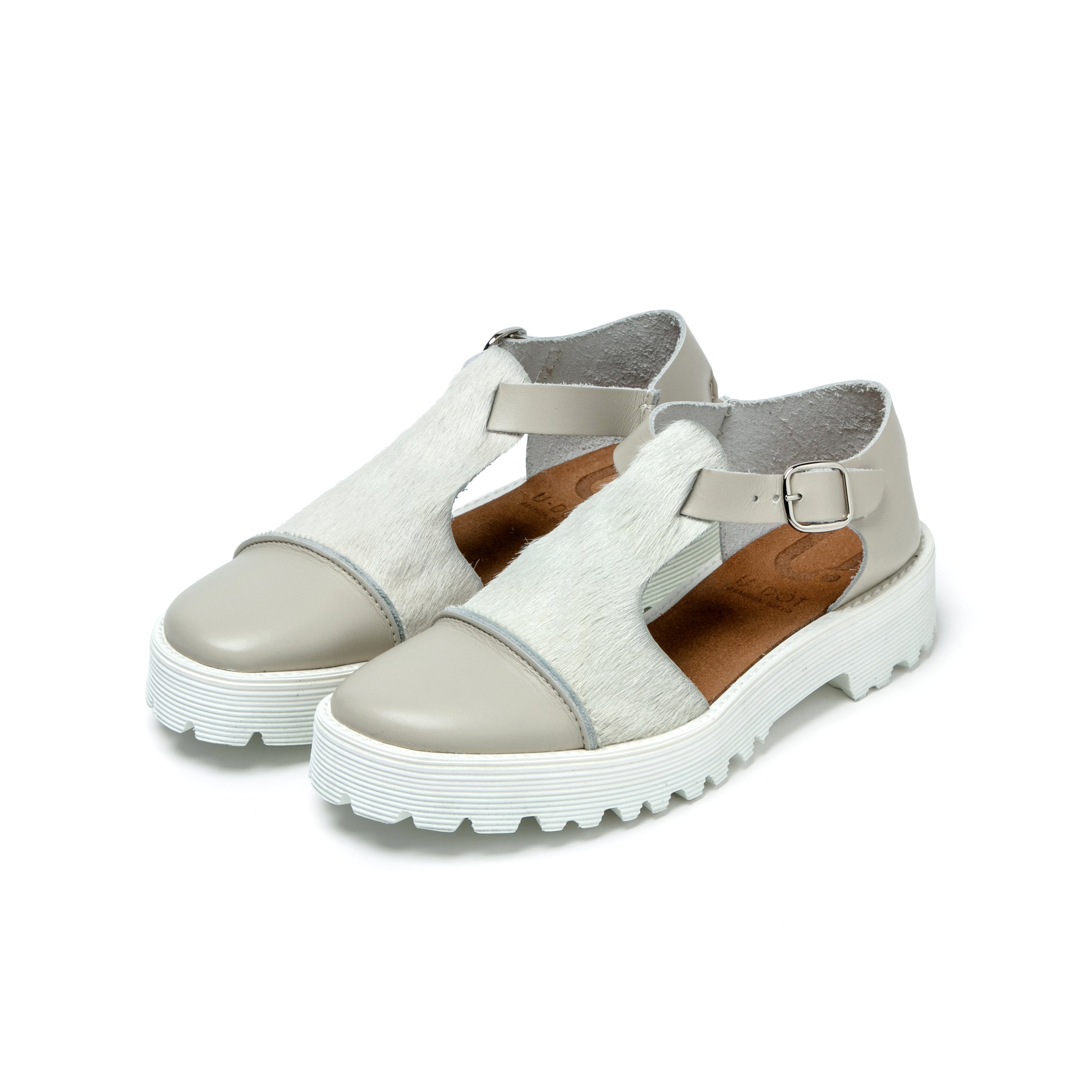 STRAP SANDALS GREIGE/COW WHITE
