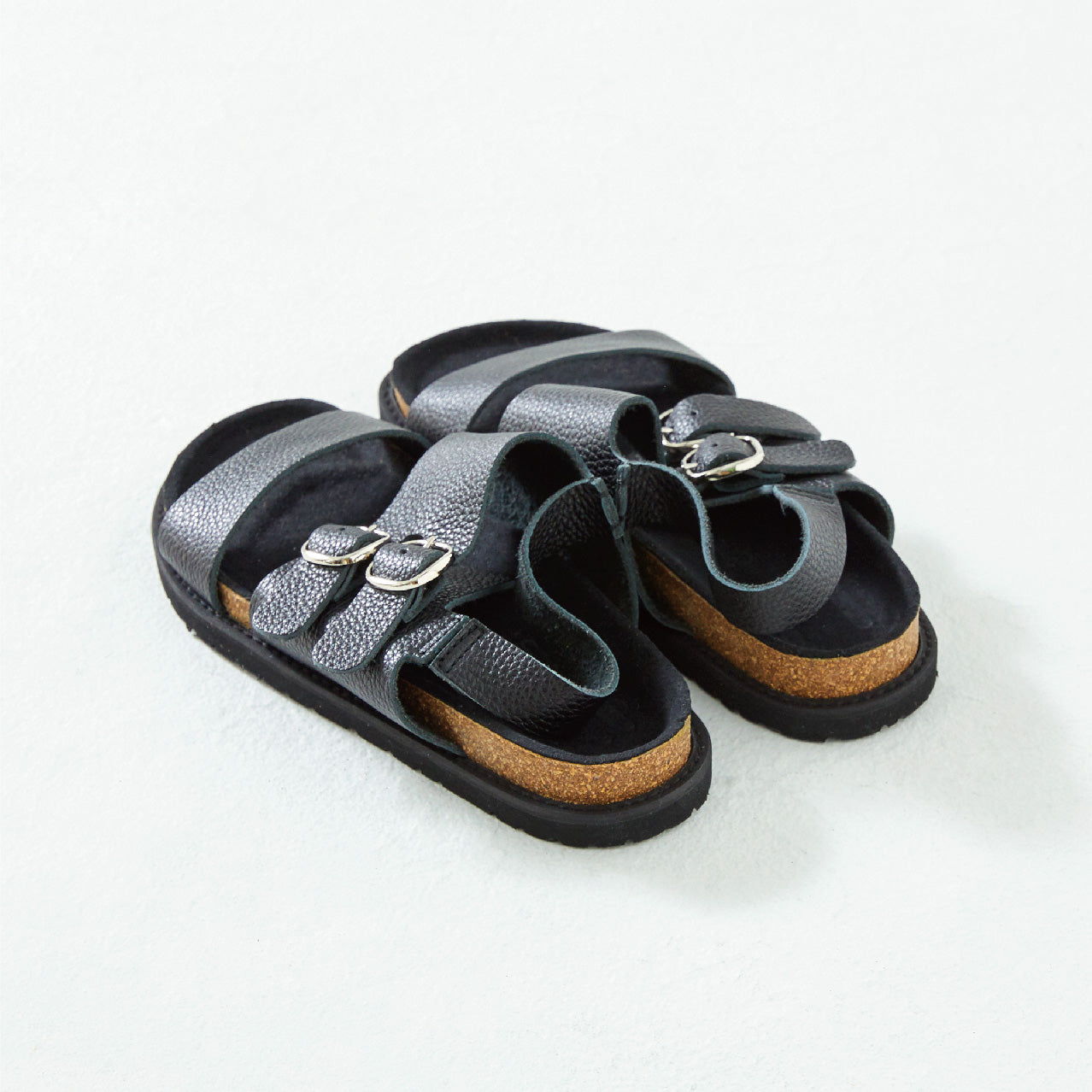 DOUBLE MONK SANDALS ALL SHRINK BLACK