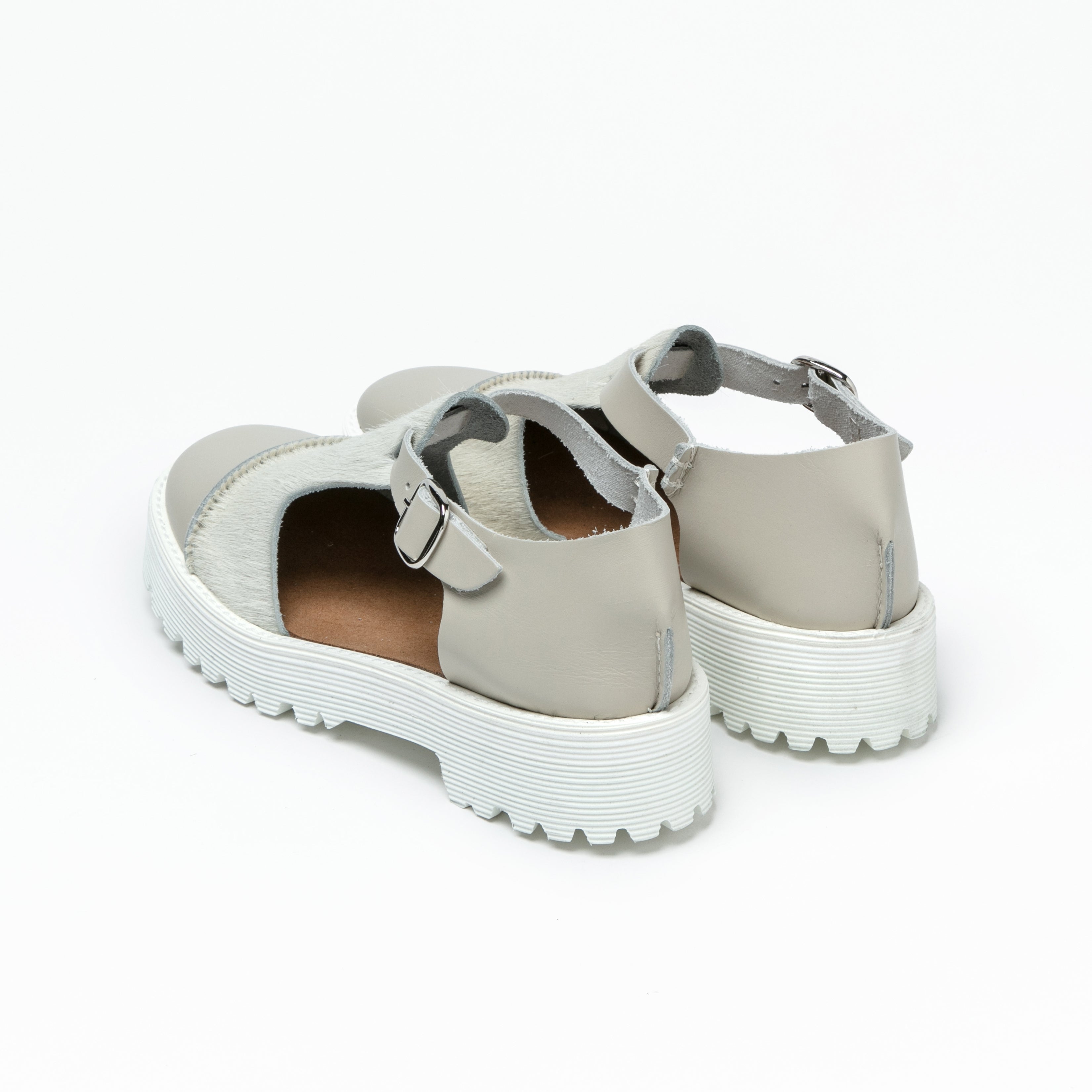 STRAP SANDALS GREIGE/COW WHITE