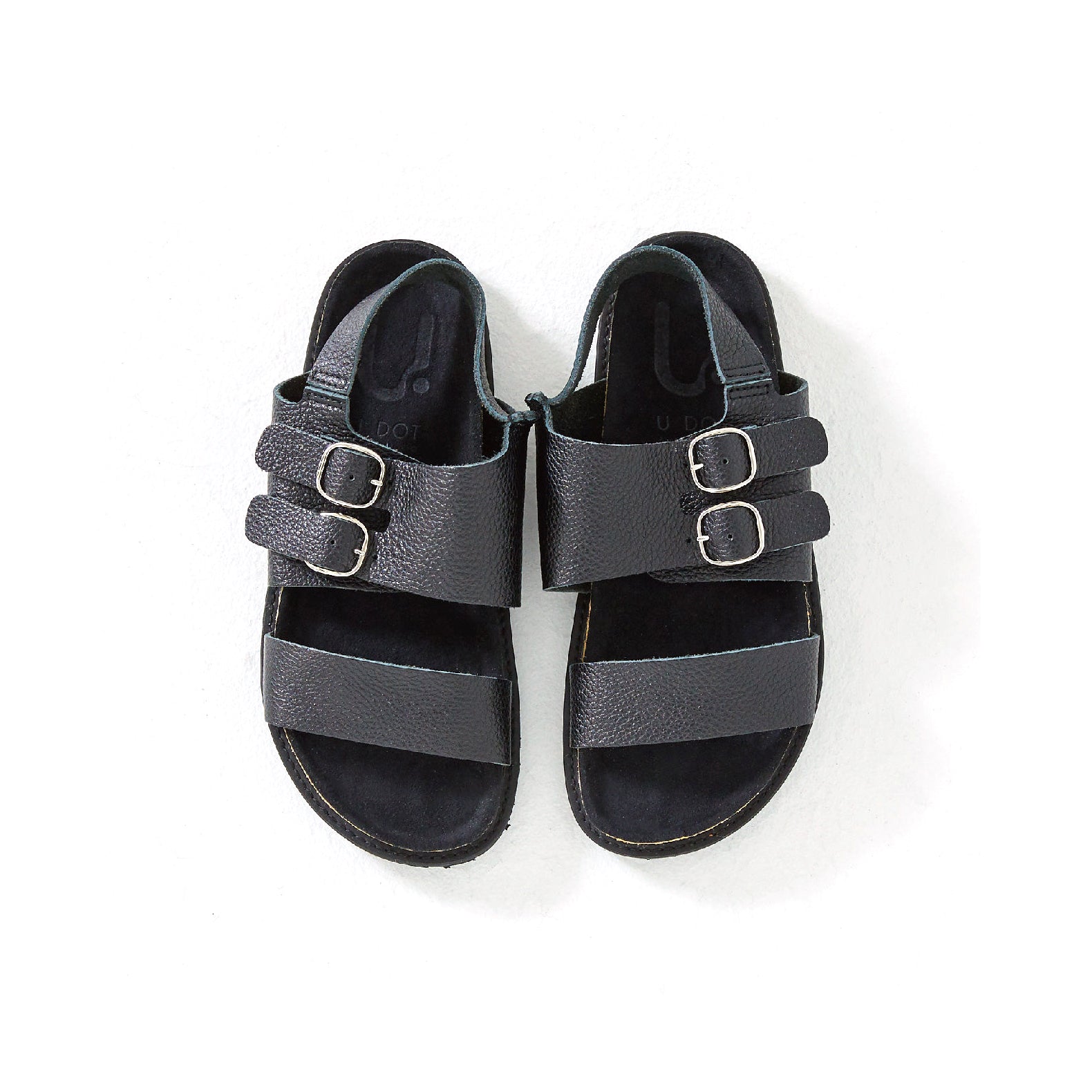 DOUBLE MONK SANDALS ALL SHRINK BLACK