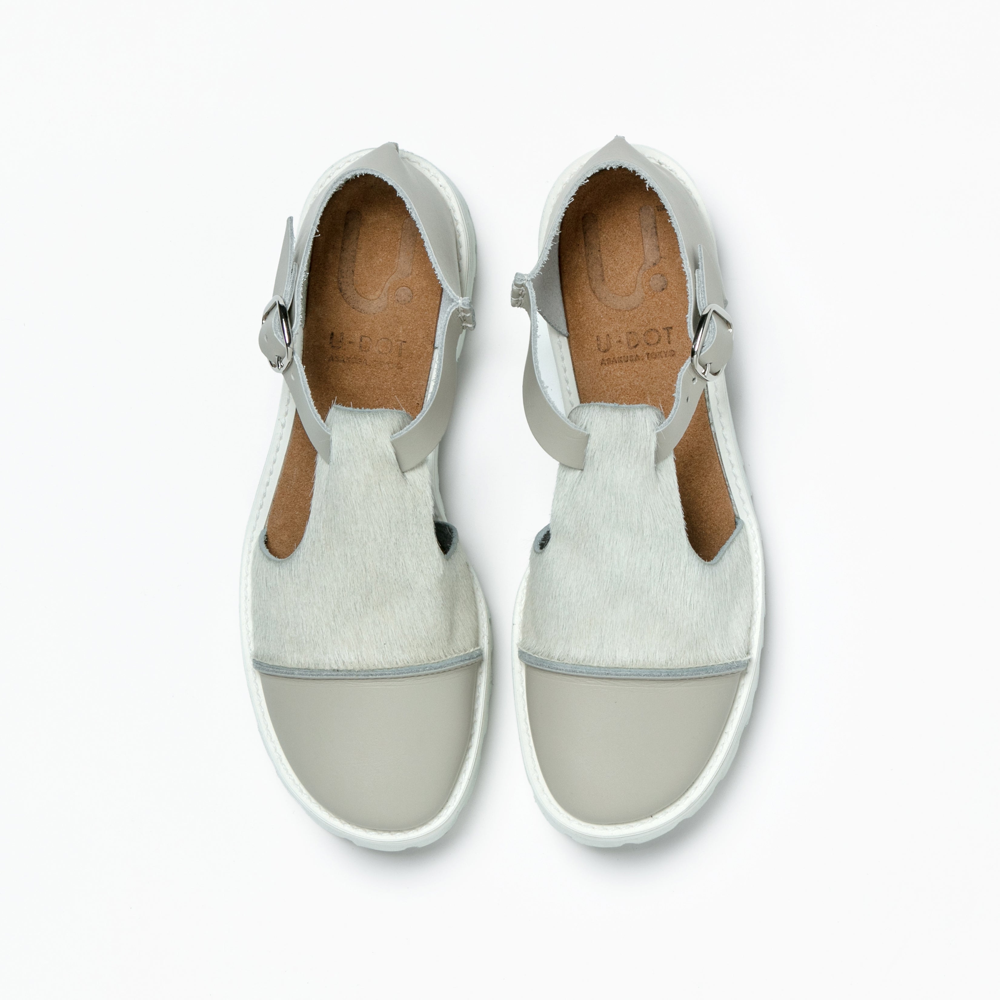 STRAP SANDALS GREIGE/COW WHITE