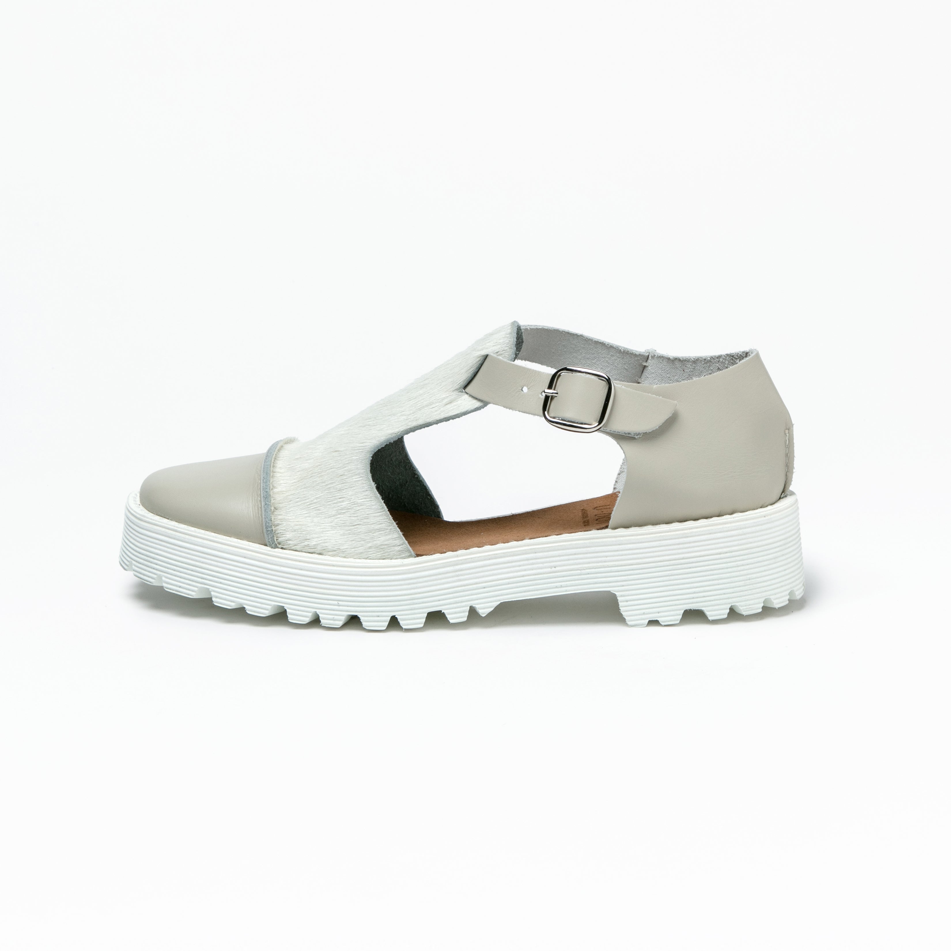 STRAP SANDALS GREIGE/COW WHITE