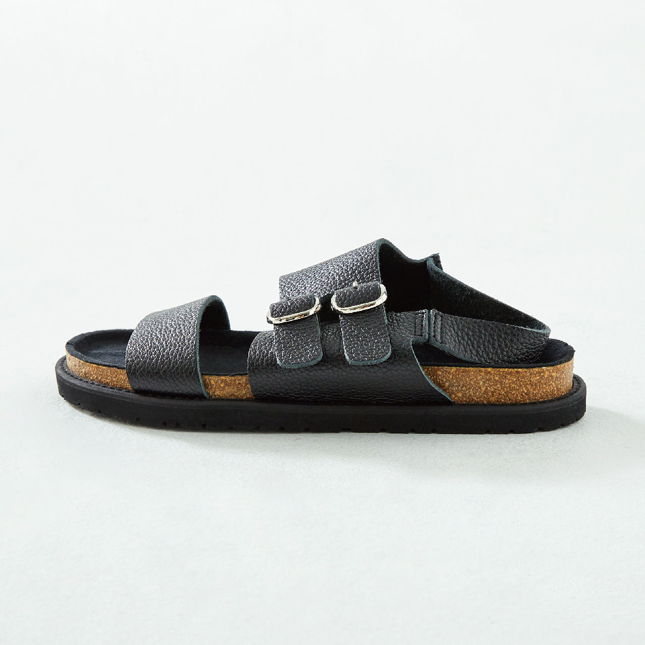 DOUBLE MONK SANDALS ALL SHRINK BLACK