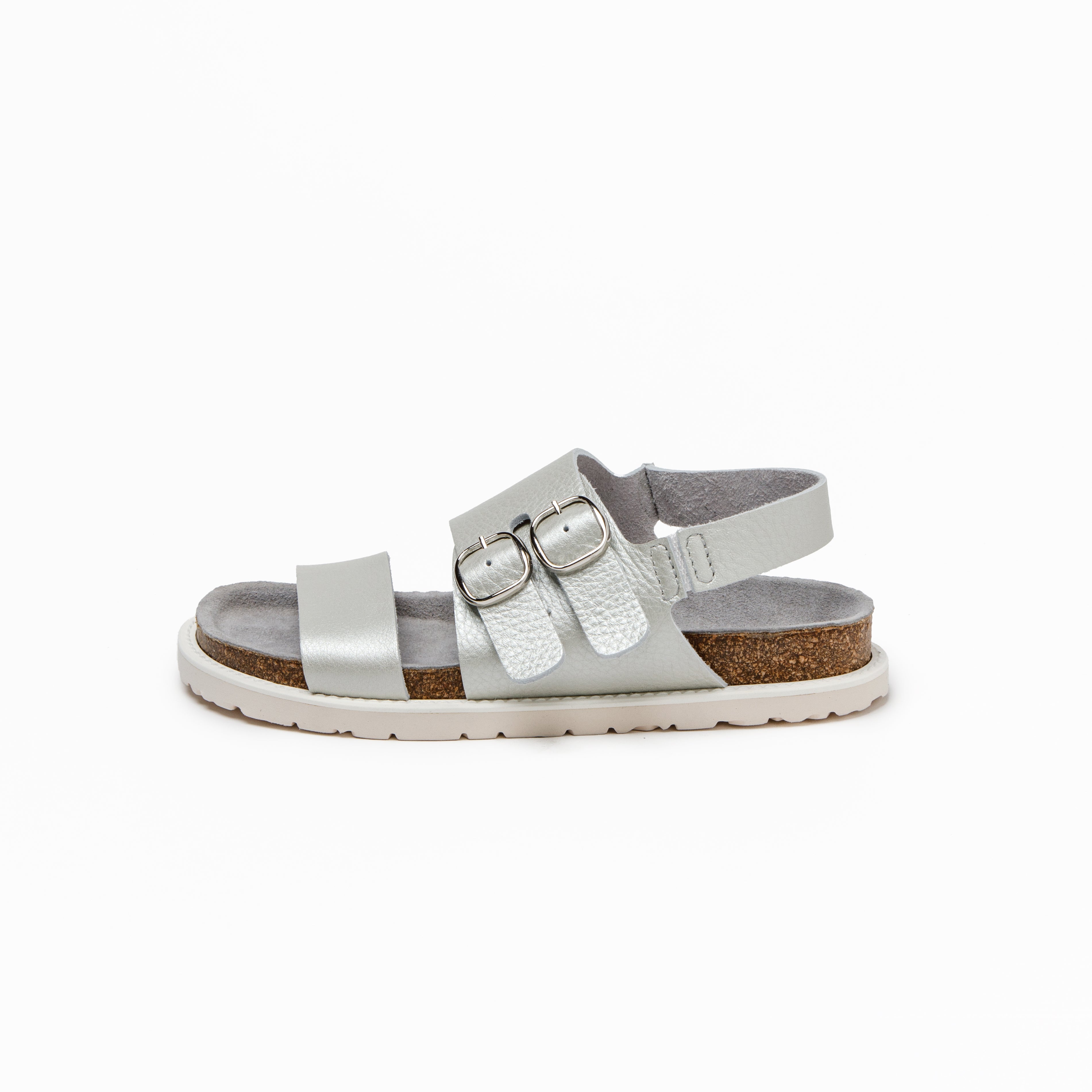 DOUBLE MONK SANDALS ALL SHRINK LIGHT SILVER