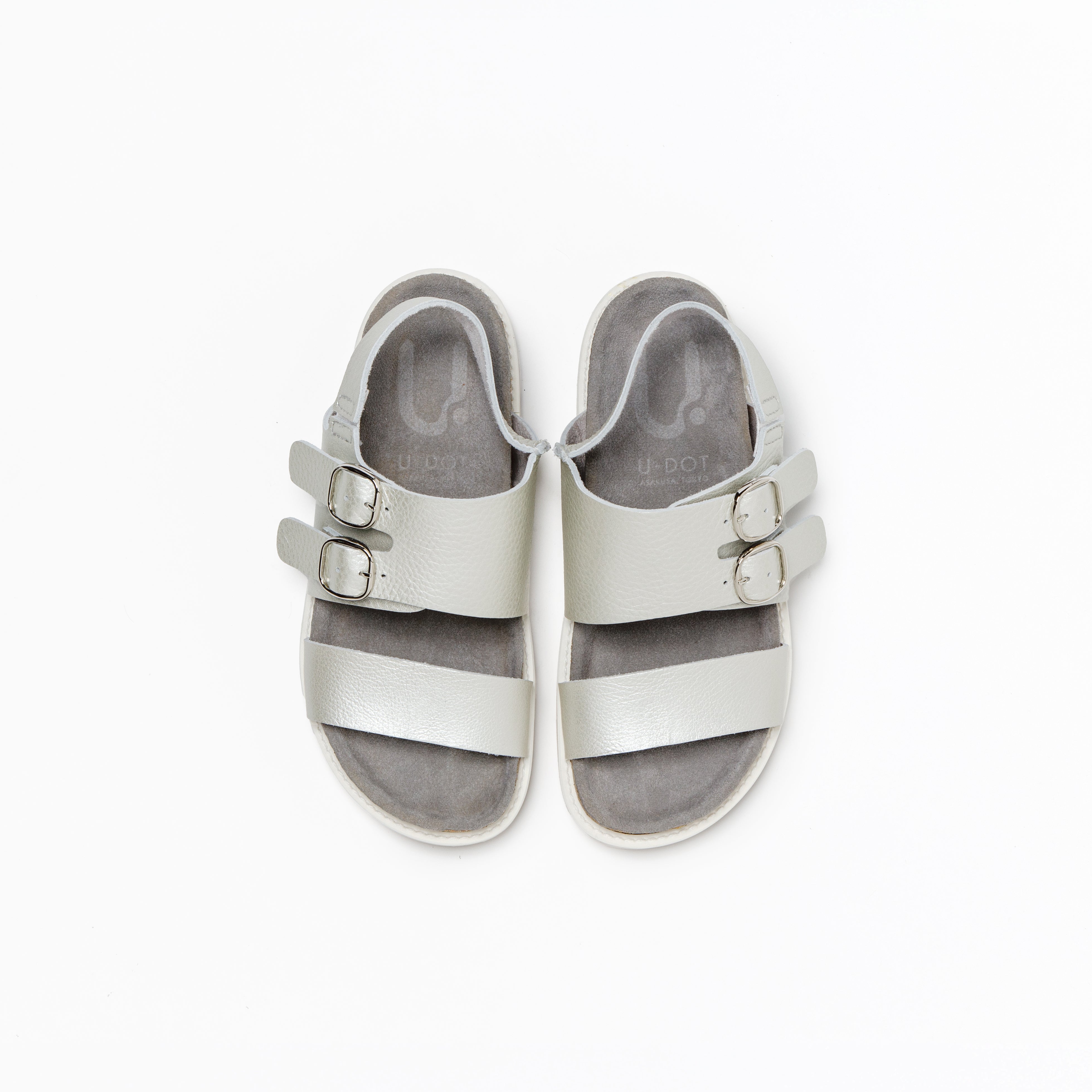 DOUBLE MONK SANDALS ALL SHRINK LIGHT SILVER
