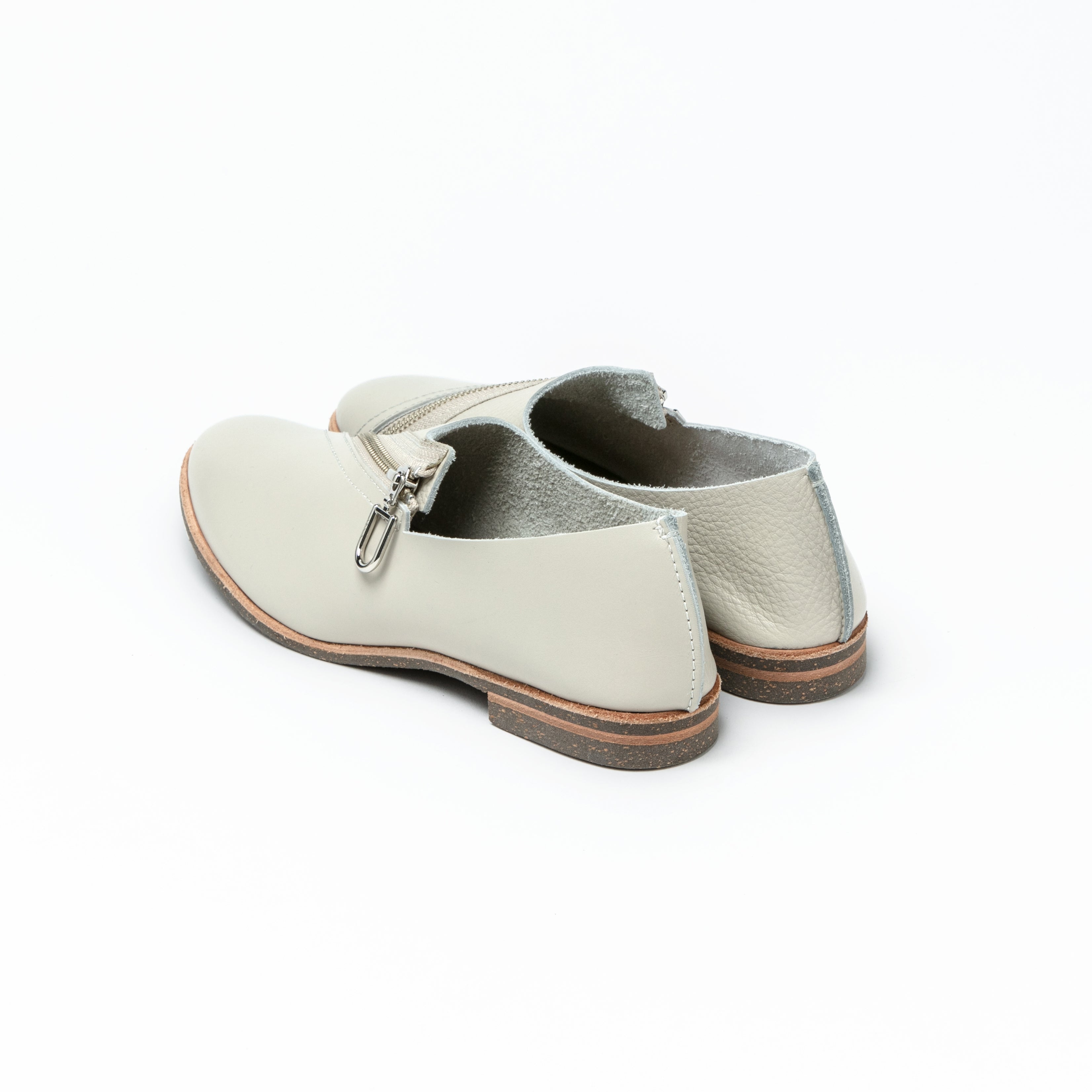 ZIP SHOES SMOOTH GREIGE SHRINK IVORY