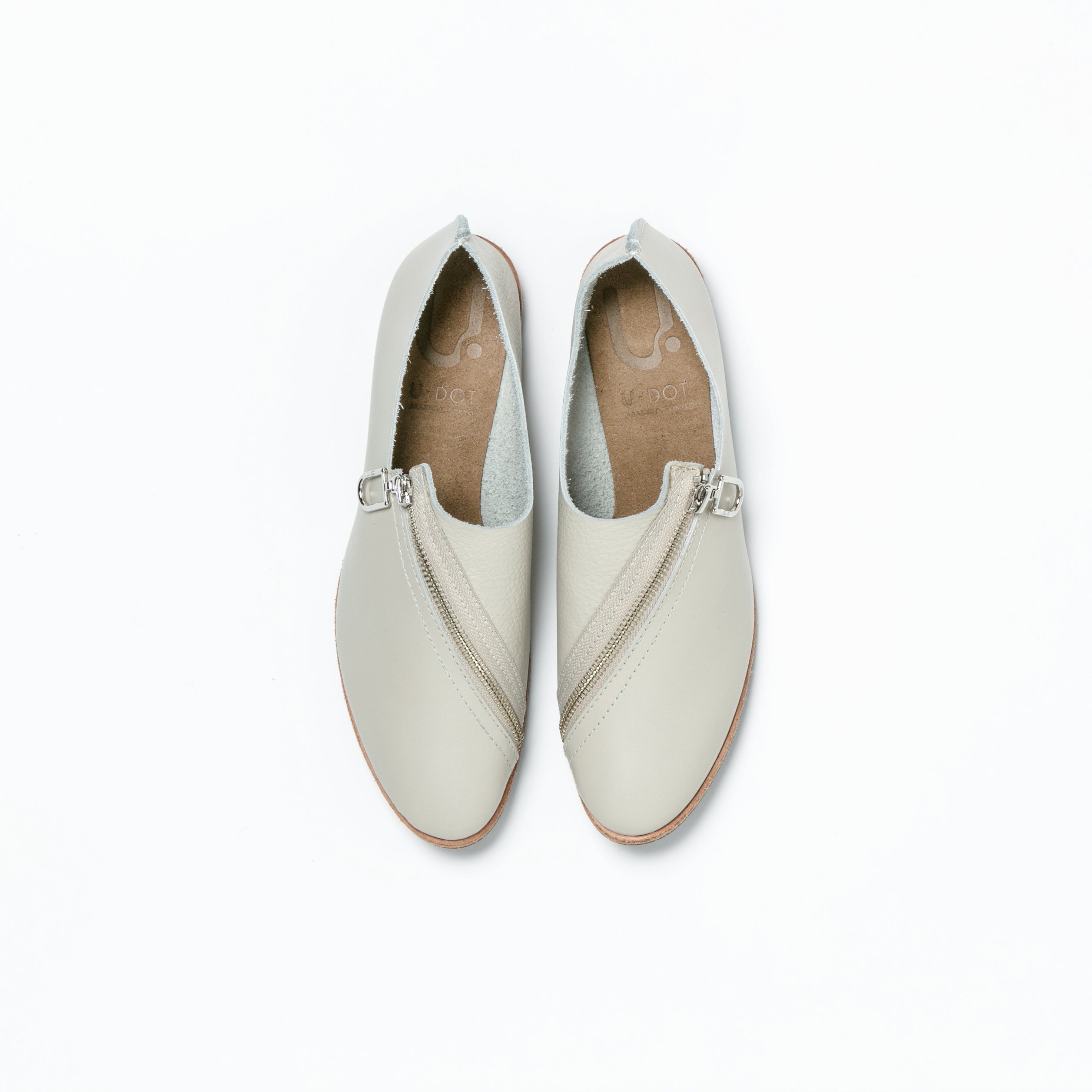 ZIP SHOES SMOOTH GREIGE SHRINK IVORY