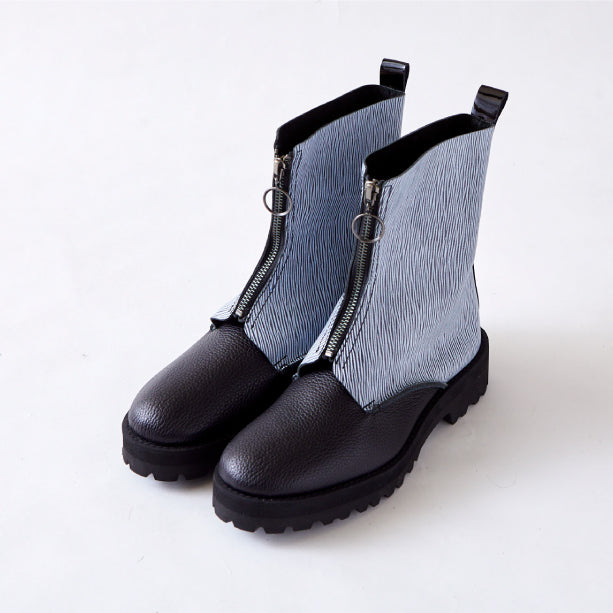 FRONT ZIP BOOTS BLACK / WAVE BLACK (TANK DOUBLE SOLE)