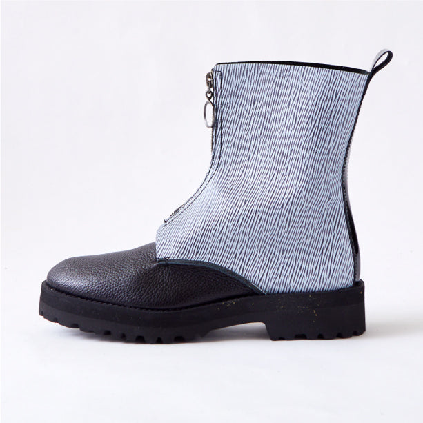 FRONT ZIP BOOTS BLACK / WAVE BLACK (TANK DOUBLE SOLE)