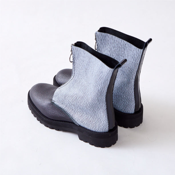 FRONT ZIP BOOTS BLACK / WAVE BLACK (TANK DOUBLE SOLE)