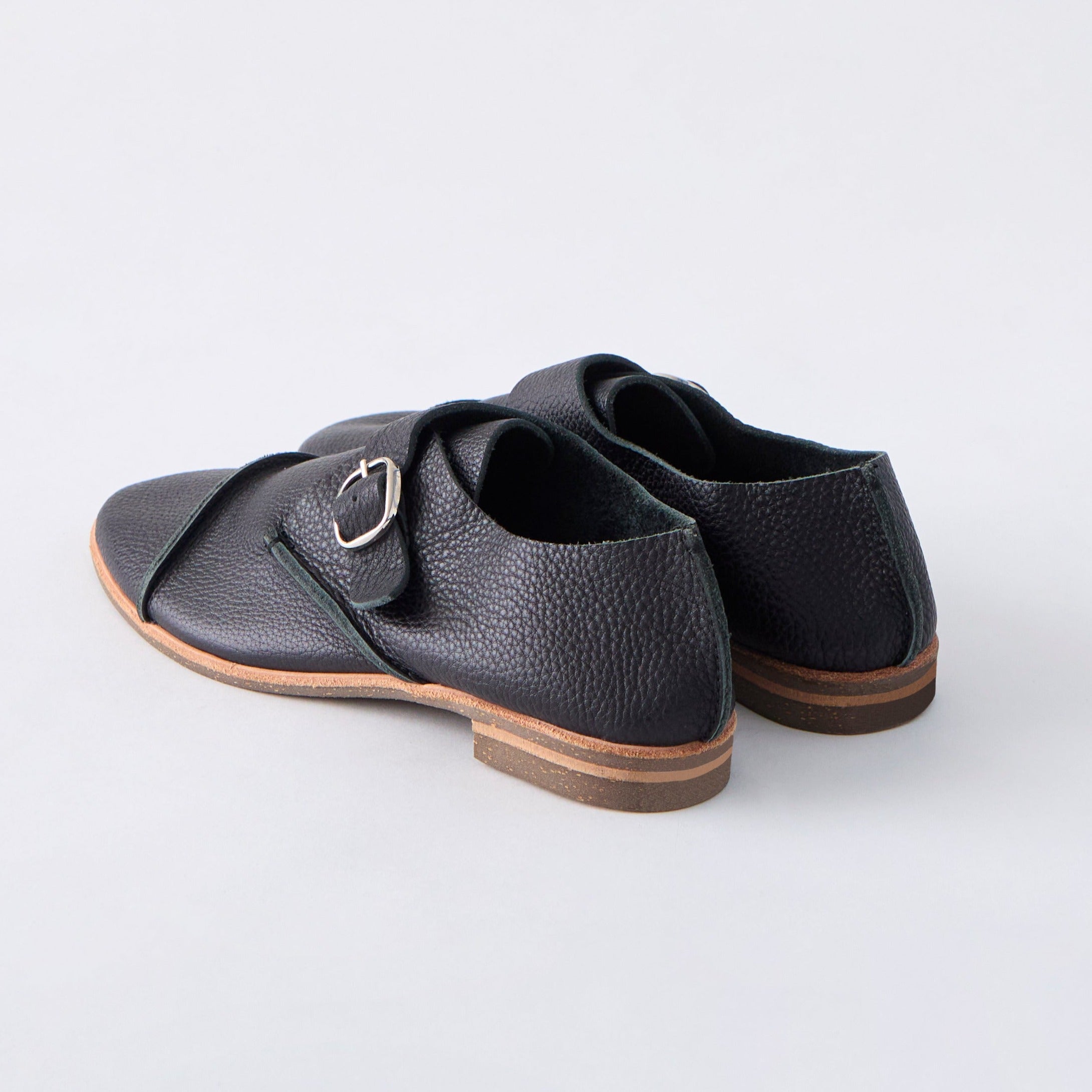 MONK SHOES　ALL SHRINK BLACK