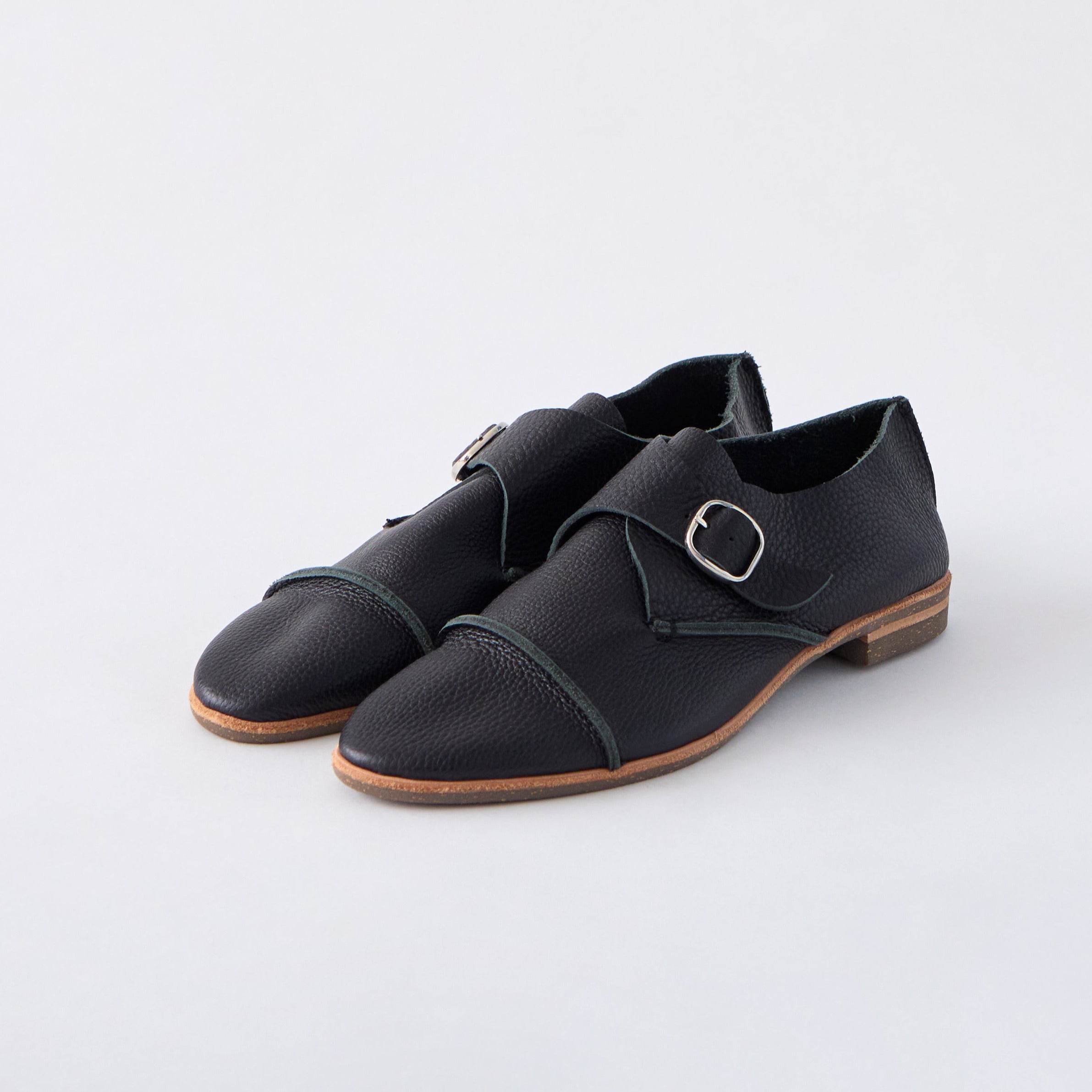 MONK SHOES　ALL SHRINK BLACK