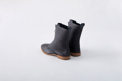 FRONT ZIP BOOTS　ALL SHRINK BLACK