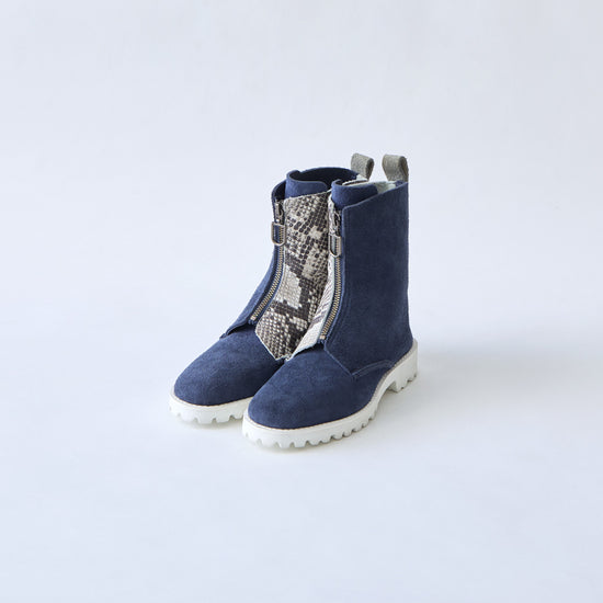 FRONT ZIP BOOTS　NAVY / PYTHON / GRAY