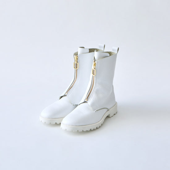 FRONT ZIP BOOTS　ALL SHRINK WHITE
