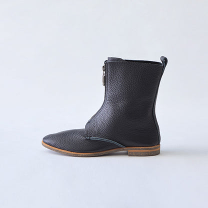 FRONT ZIP BOOTS　ALL SHRINK BLACK