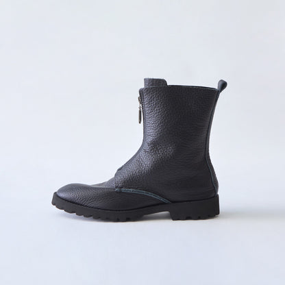 FRONT ZIP BOOTS　ALL SHRINK BLACK