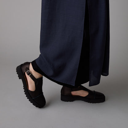 STRAP SANDALS　ALL SMOOTH BLACK