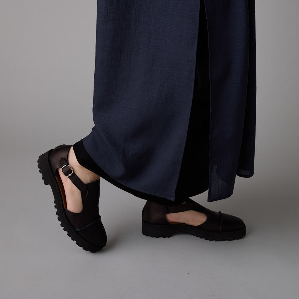 STRAP SANDALS　ALL SMOOTH BLACK