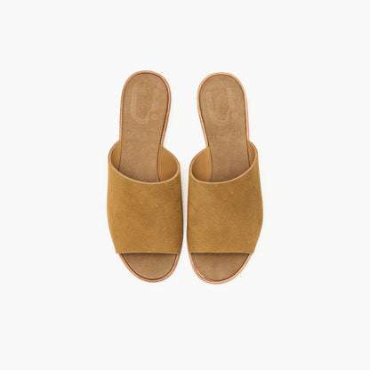 SLIDE SANDALS  SUEDE BROWN SUGAR