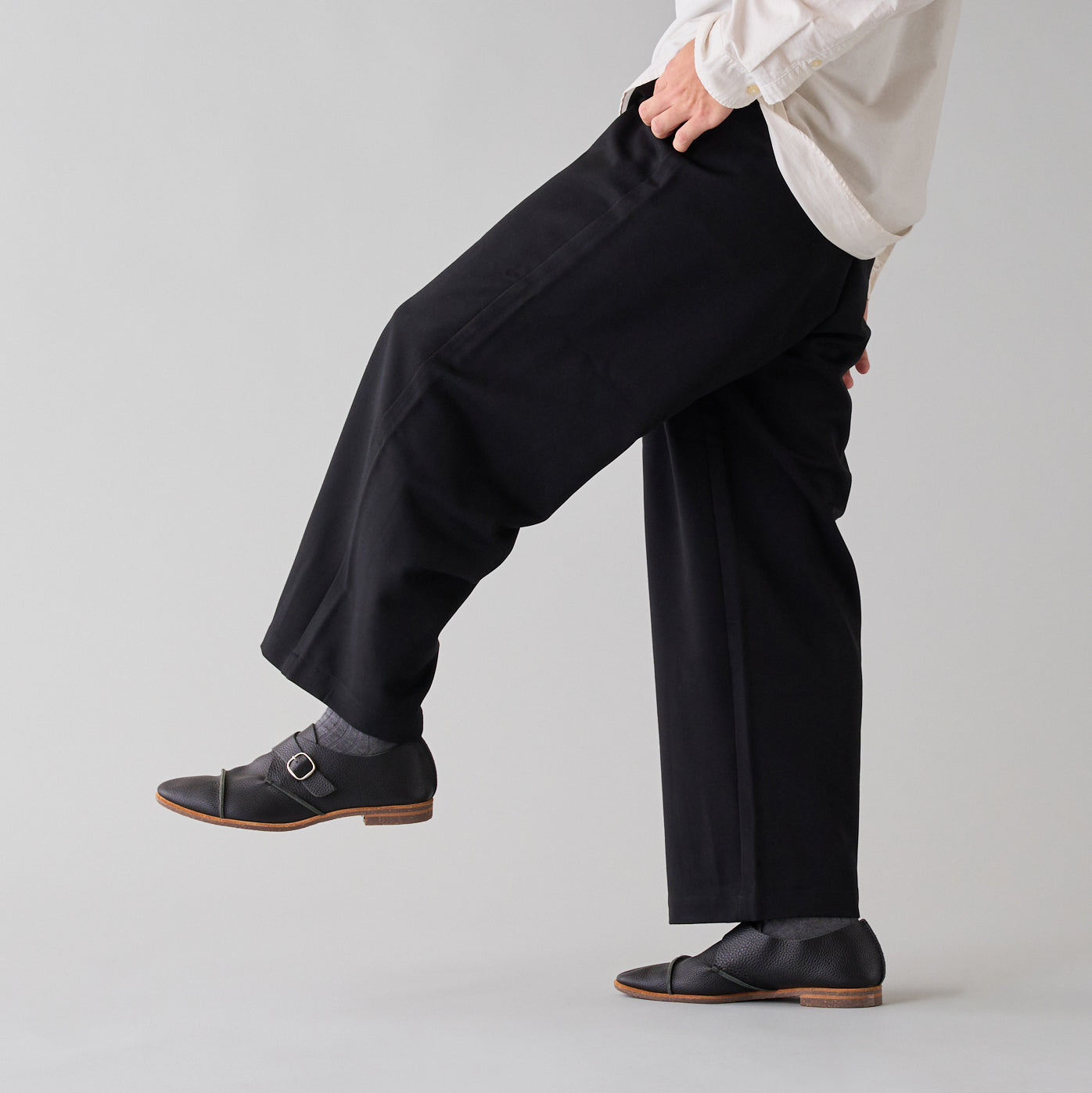 MONK SHOES　ALL SHRINK BLACK