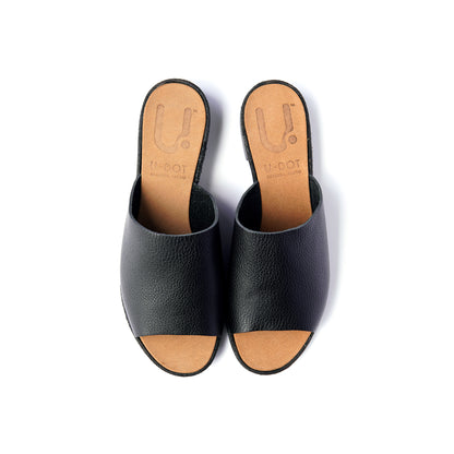 SLIDE SANDALS  SHRINK BLACK CORK DOUBLE BLACK