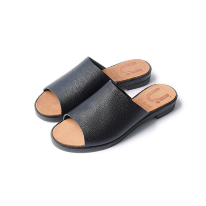 SLIDE SANDALS  SHRINK BLACK CORK DOUBLE BLACK