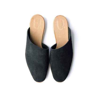ASYMMETRICAL MULE　ALL SUEDE BLACK