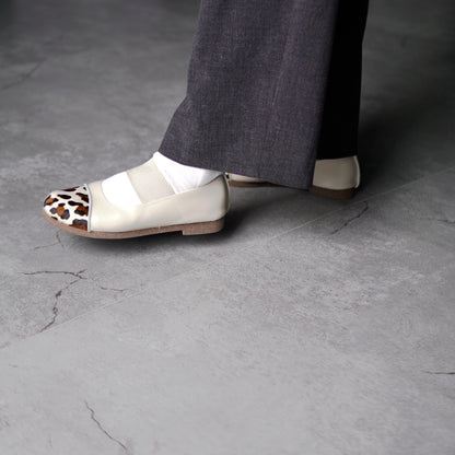 GOM FLAT　WHITE LEOPARD  SMOOTH GREIGE  CORK DOUBLE