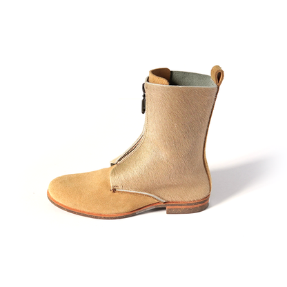 FRONT ZIP BOOTS　COW BEIGE  SUEDE BROWN SUGAR