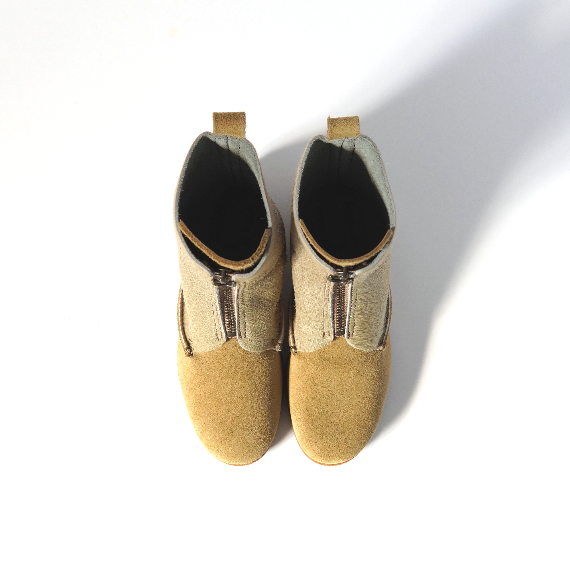 FRONT ZIP BOOTS　COW BEIGE  SUEDE BROWN SUGAR