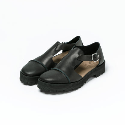 STRAP SANDALS　ALL SMOOTH BLACK