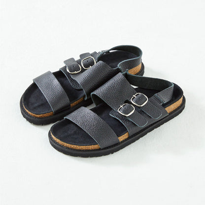 DOUBLE MONK SANDALS　ALL SHRINK BLACK