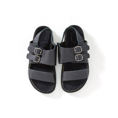 DOUBLE MONK SANDALS　ALL SHRINK BLACK
