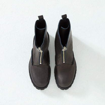 FRONT ZIP BOOTS　ALL SMOOTH BLACK