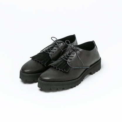 POINTED SHOES/SMOOTH BLACK/COW HAIR BLACK KILT/TANK DOUBLE