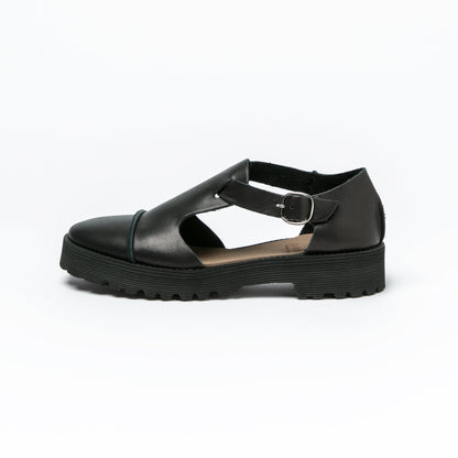 STRAP SANDALS　ALL SMOOTH BLACK