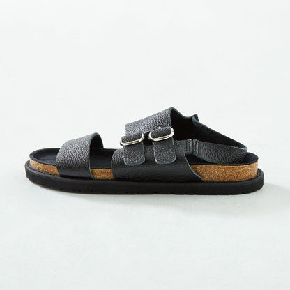 DOUBLE MONK SANDALS　ALL SHRINK BLACK