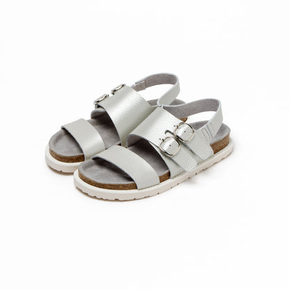 DOUBLE MONK SANDALS　ALL SHRINK LIGHT SILVER