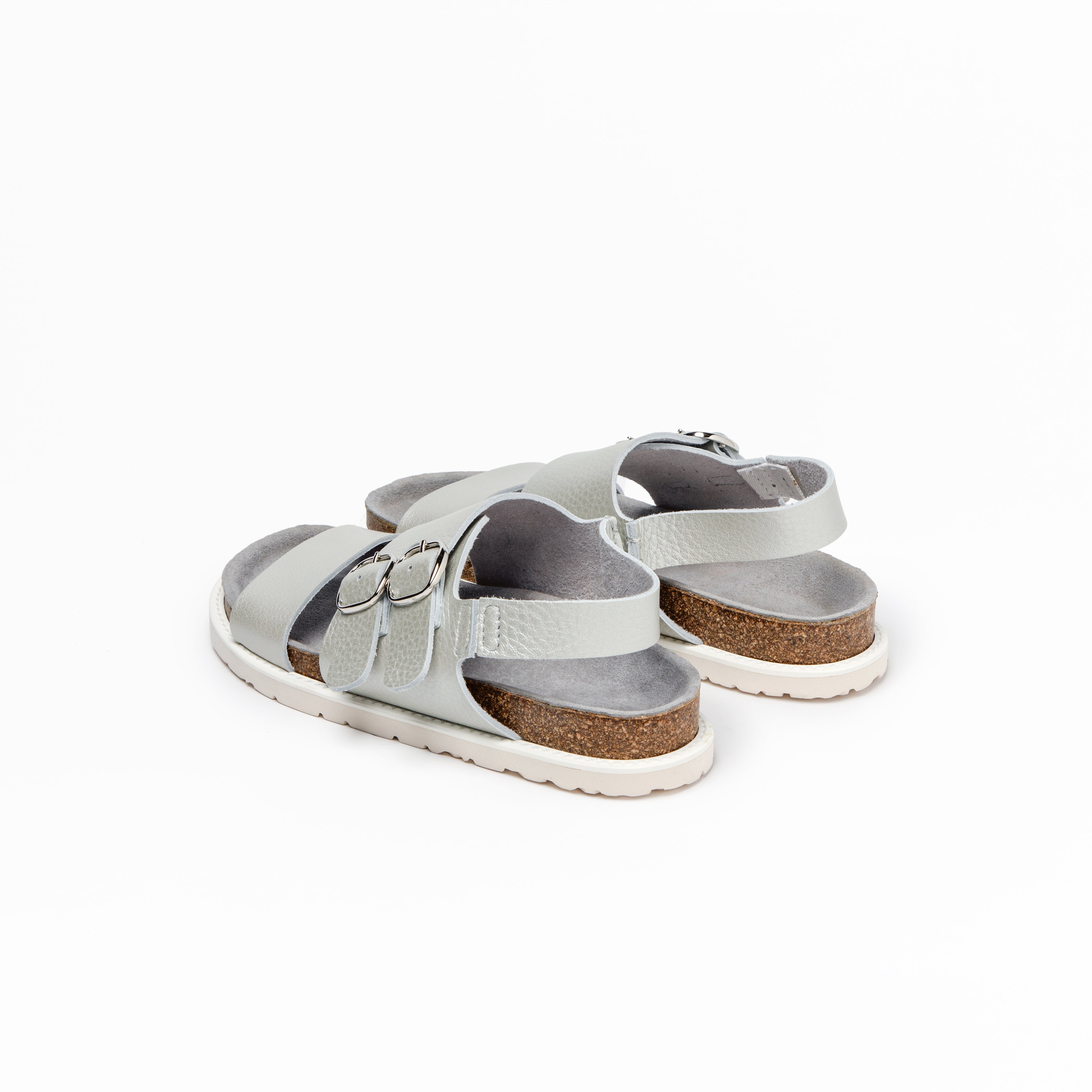 DOUBLE MONK SANDALS　ALL SHRINK LIGHT SILVER
